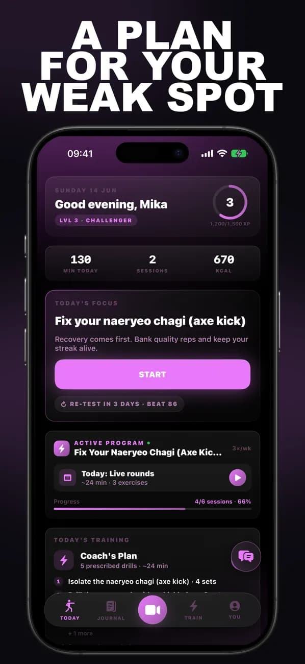 Taekwondo AI: Coach app screen 2