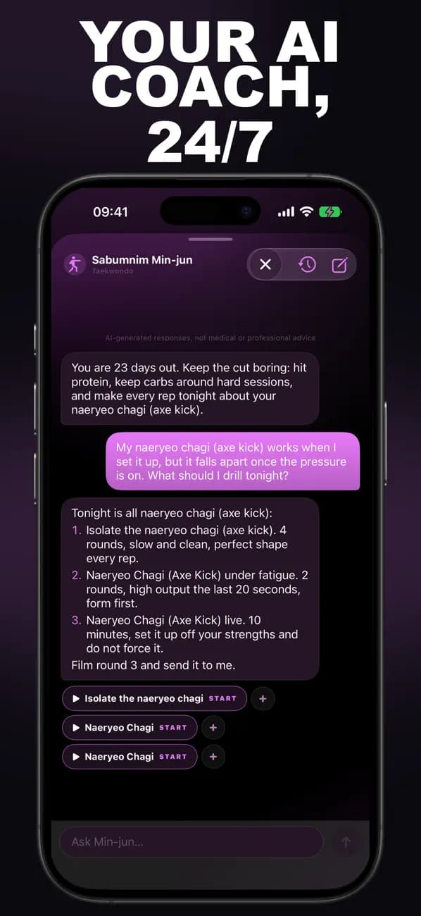 Taekwondo AI: Coach app screen 3